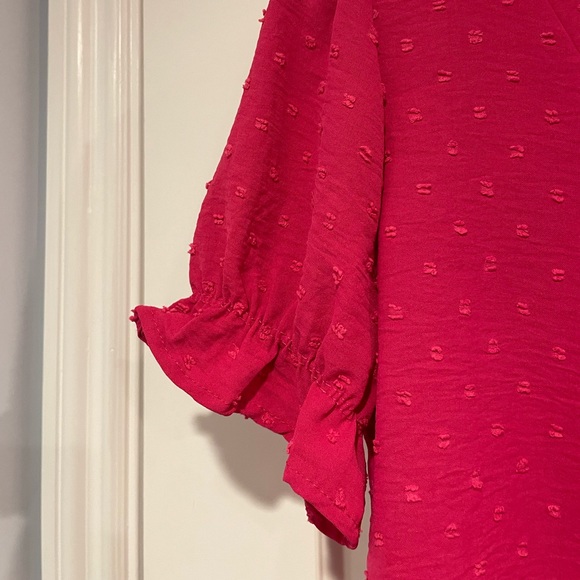 Pinkblush Fuchsia Swiss Dot Maternity Blouse - Picture 9 of 10